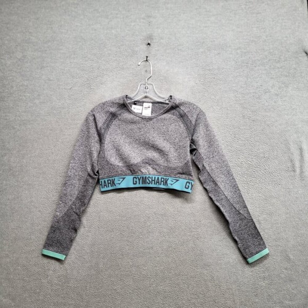 Gymshark Women Sweatshirt Medium Gray Logo Cropped Pullover